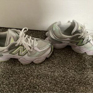 New Balance White and Green Athletic Shoes